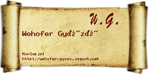 Wehofer Győző névjegykártya